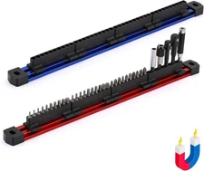 2PCS Magnetic Aluminum Screwdriver Drill Bit Organizer, Sliding Drill Bit Holder