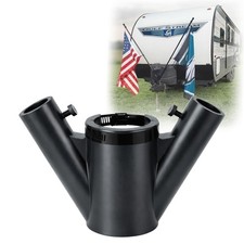 RV Flag Pole Mount for Tongue Jack Double Flagpole Holder for Camper Tra
