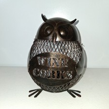 Owl Wine Cork Holder Bar Organizer Art Decor Aluminum Flip Top Container