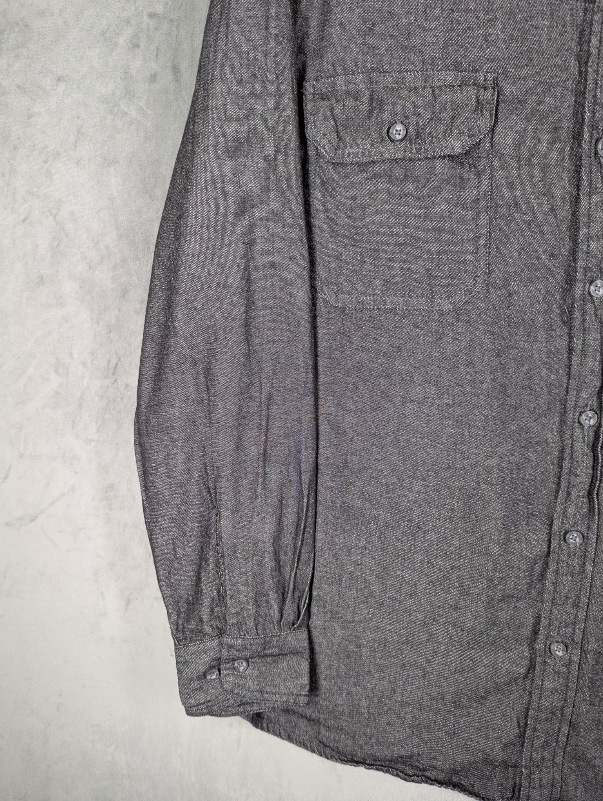 Wrangler Chambray Shirt Mens Large Relaxed USA Fit Charcoal Cotton Long Sleeve image 5