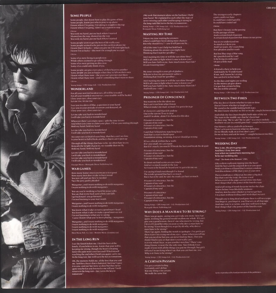 Paul Young Between Two Fires LP vinyl UK Cbs 1986 with inner - labels, inner and - Image 4 of 4