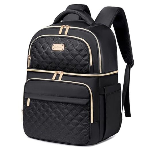 Insulated Black Double Decker Backpack Cooler Lunch Box-image