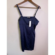Urban Outfitters Navy Satin Mini Dress Slip L NWT Party Cocktail Holiday
