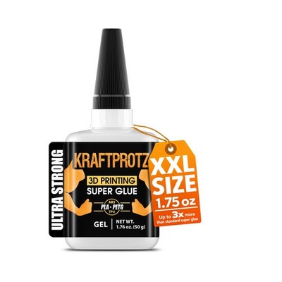 3D Printer Superglue Gel for PLA, ABS, PETG, TPU & Nylon   1.76 oz XXL 