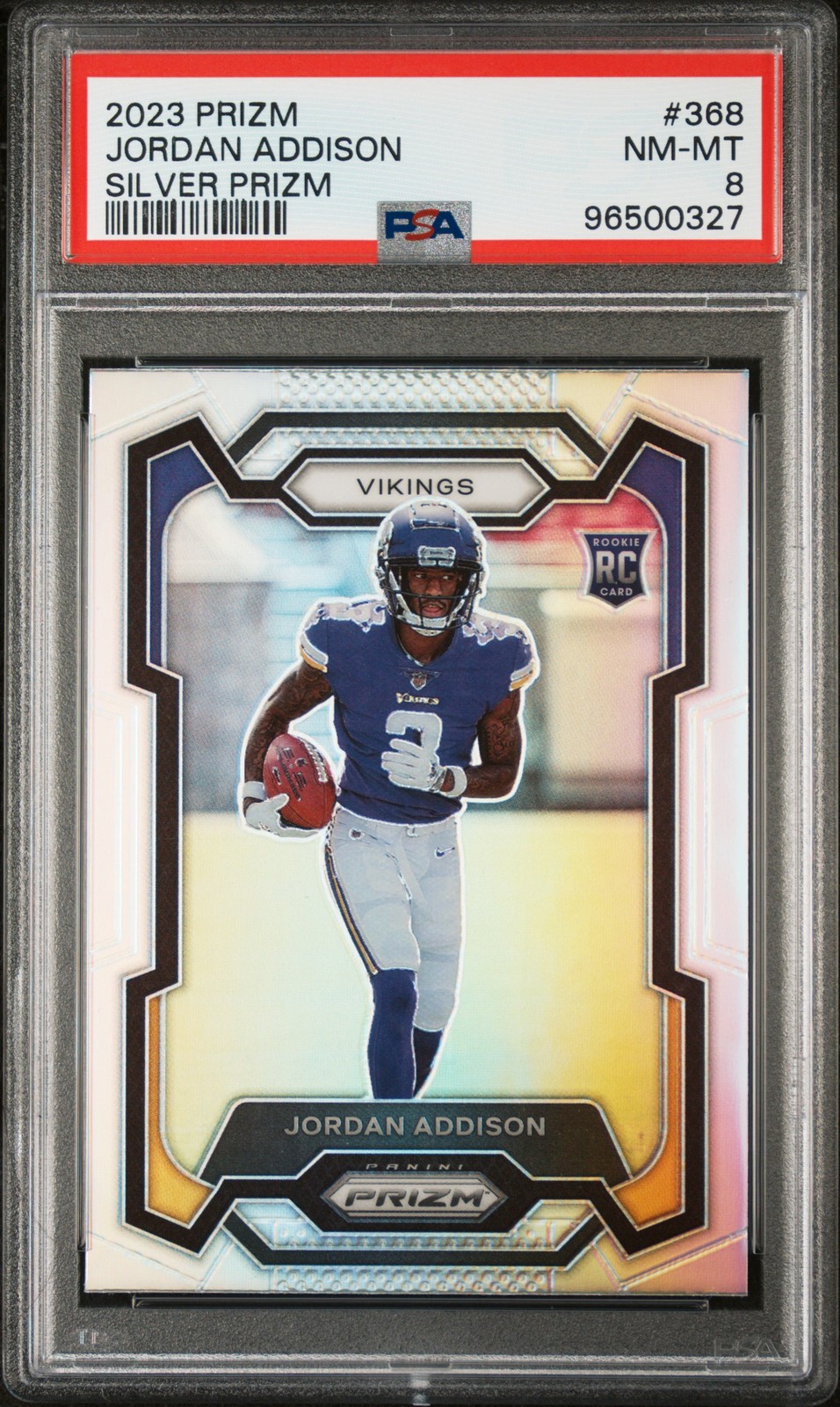 2023 Panini Prizm Jordan Addison RC Silver Prizm PSA 8 NM-MT Rookie 368 Football