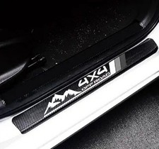 4Pcs Door Sill Proector Reflective 4D Carbon Fiber Sticker Decor Color: White