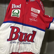  Flaws NASCAR Ken Schrader Budweiser Jacket XL SEE PHOTOS 