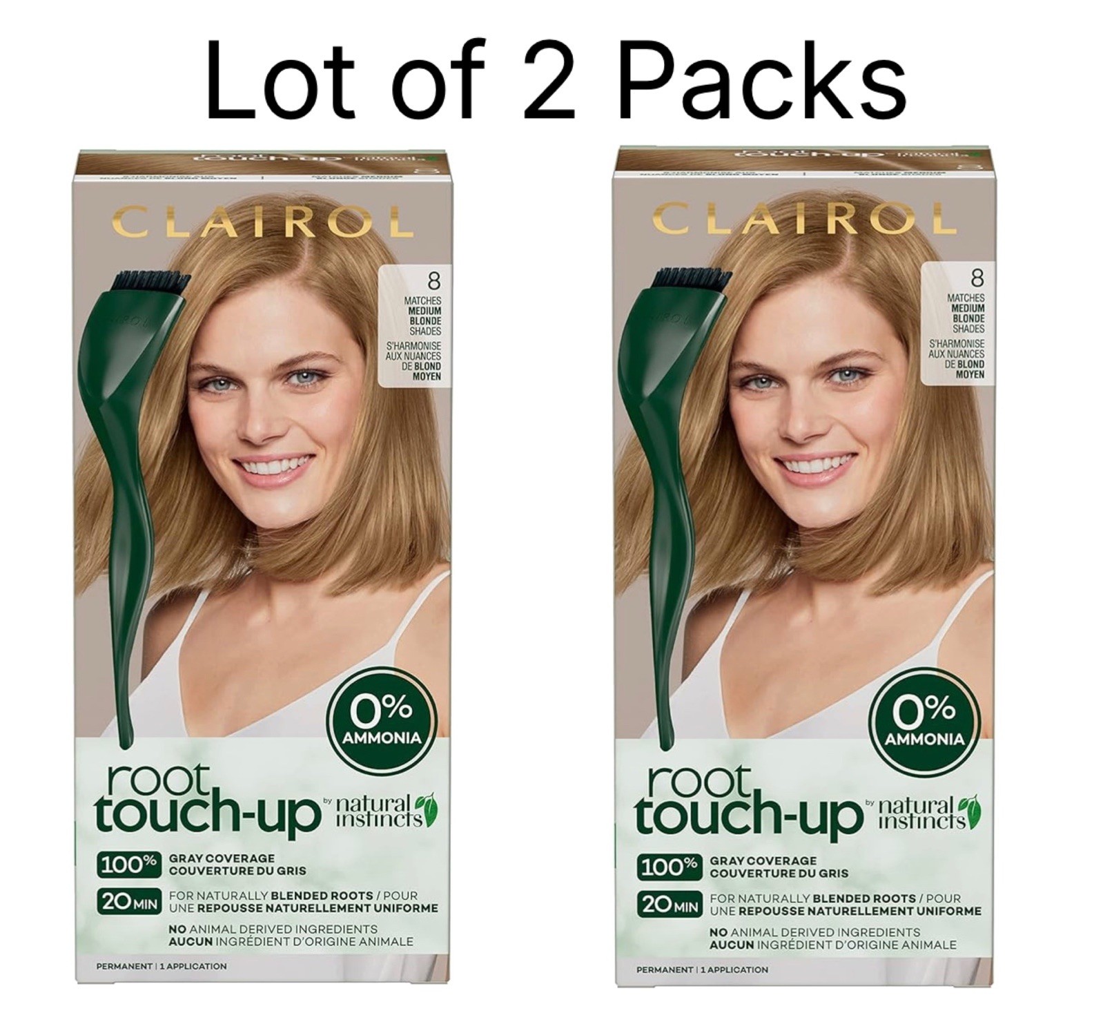 2  Clairol Root Touch-Up Natural Instincts Permanent Hair Color 8 Medium Blonde