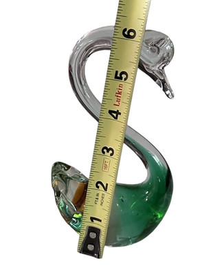 Vintage Hand Blown Green Glass Swan Sculpture