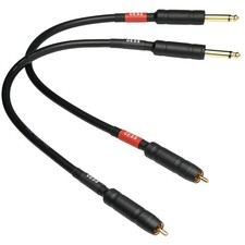 CESS-112-1f RCA to 1/4" TS Audio Patch Cable, 12 Gauge, 2 Cables 1 1 Foot