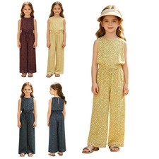 Kids Girls Playsuit Outfit Jumpsuit Playwear Romper Vacation Wide Leg Leisure