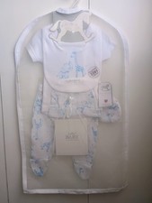 NWT Rock-a-Bye Baby Boutique 6pc Gift Set White Blue Giraffe Elephant 0-3M