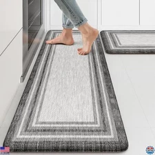 KIMODE Anti Fatigue Kitchen Mats for Floor 2PCS,17"x47"+17"x29" Farmhouse