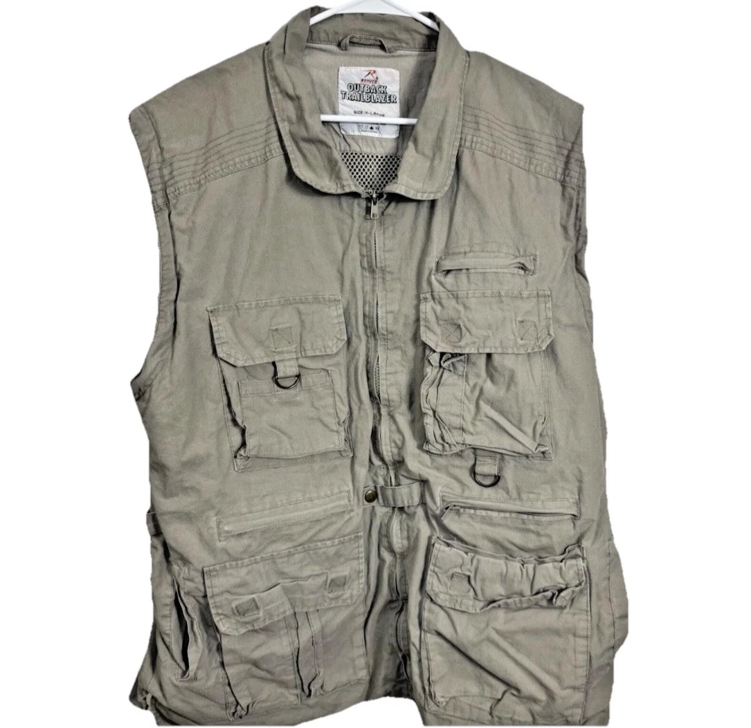 Rothco Trailblazer Utility Vest Mens XL Safari Fishing Hunting Cargo Outdoor