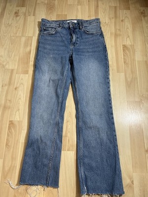 Mango MNG Fiona Medium Wash Raw Hem Denim Jeans Size 2