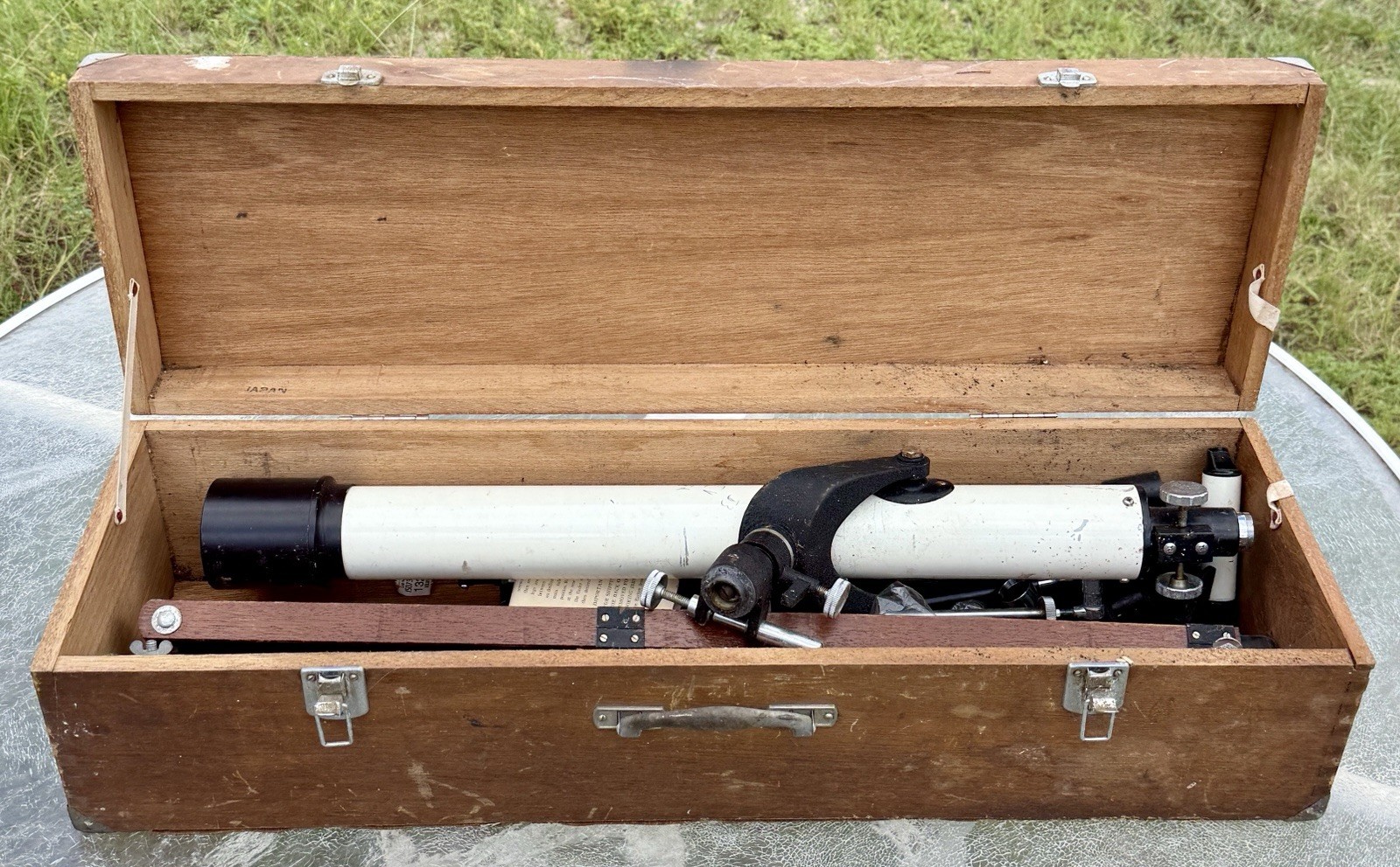 Vintage Tasco 12TE 60mm Refractor Telescope Kit W/Wood Case Japan W/Wood Case ++