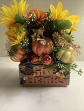 Fall Autumn Rustic Small Wood Crate Tiered Tray Table Decor  Florals Bird New