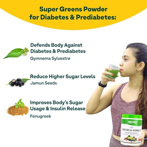 OZiva Superfood Greens & Herbs Powder 250gm For General Wellness Exp May 2026 - Picture 3 of 12