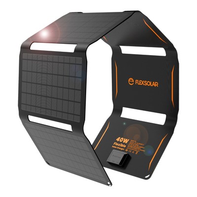 40W Foldable Solar Panel Charger USB-C USB-A Outputs Waterproof for Phones