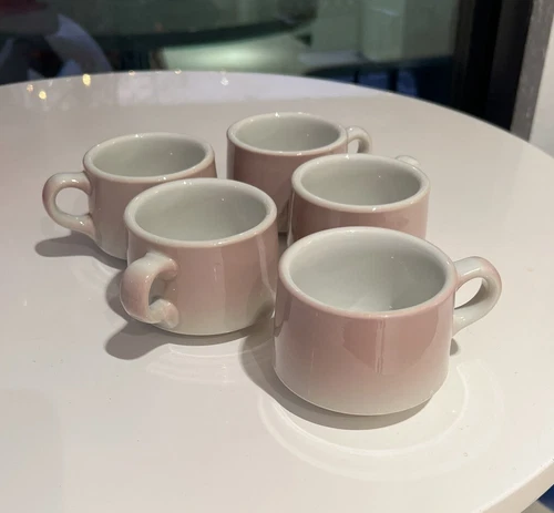 Vintage Shenango Restaurant Ware Coffee Cups Mug Pink Ombré 1960’s Mod Retro