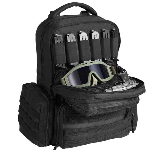 Tactical Range Backpack for 6 Pistols Black Gun Bag Waterproof 600D Molle System - Picture 9 of 12