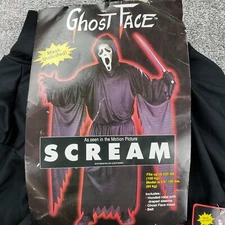 Vintage SCREAM Ghost Face Costume 1997 Easter Unlimited Fun World Adult Flaw NOS