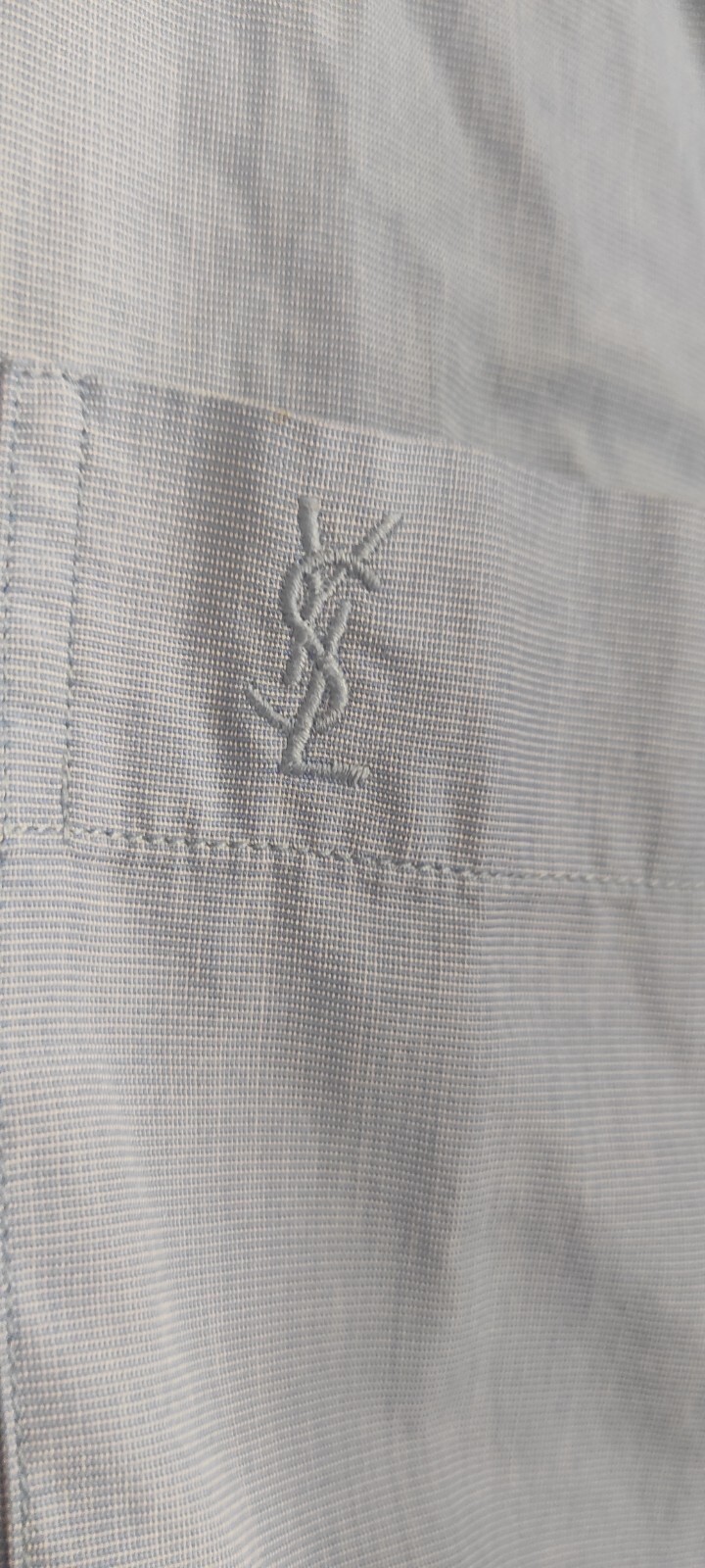 Camicia Yves Saint Laurent YSL uomo blu cielo abito cotone manica lunga taglia XL T−5