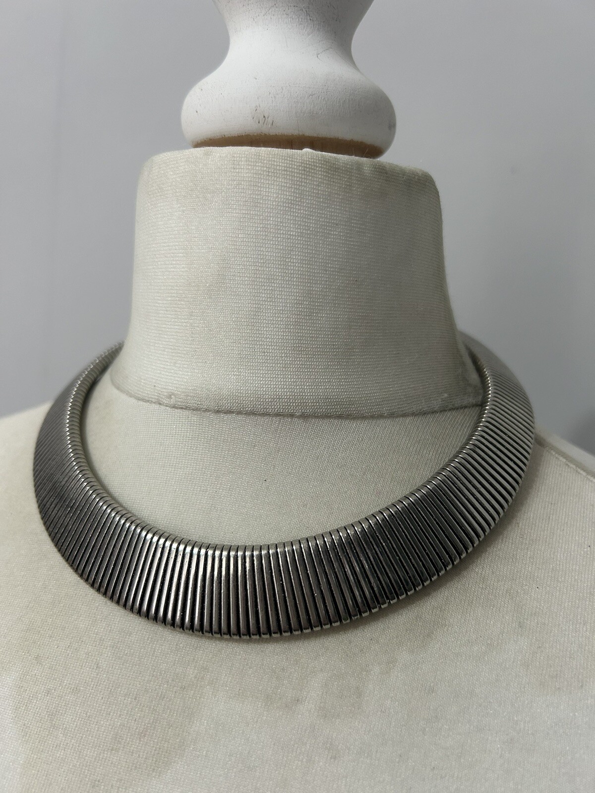 Silver Toned Collar Length Statement Necklace Run… - image 6