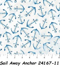 Sail Away Ocean Cotton Quilt Fabric Northcott Tossed Blue Boat Anchors 24167-11