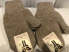 100% NATURAL LAMBS WOOL, WOMANS, REVERSIBLE, DOUBLE LAYER THICK/WARM MITTENS