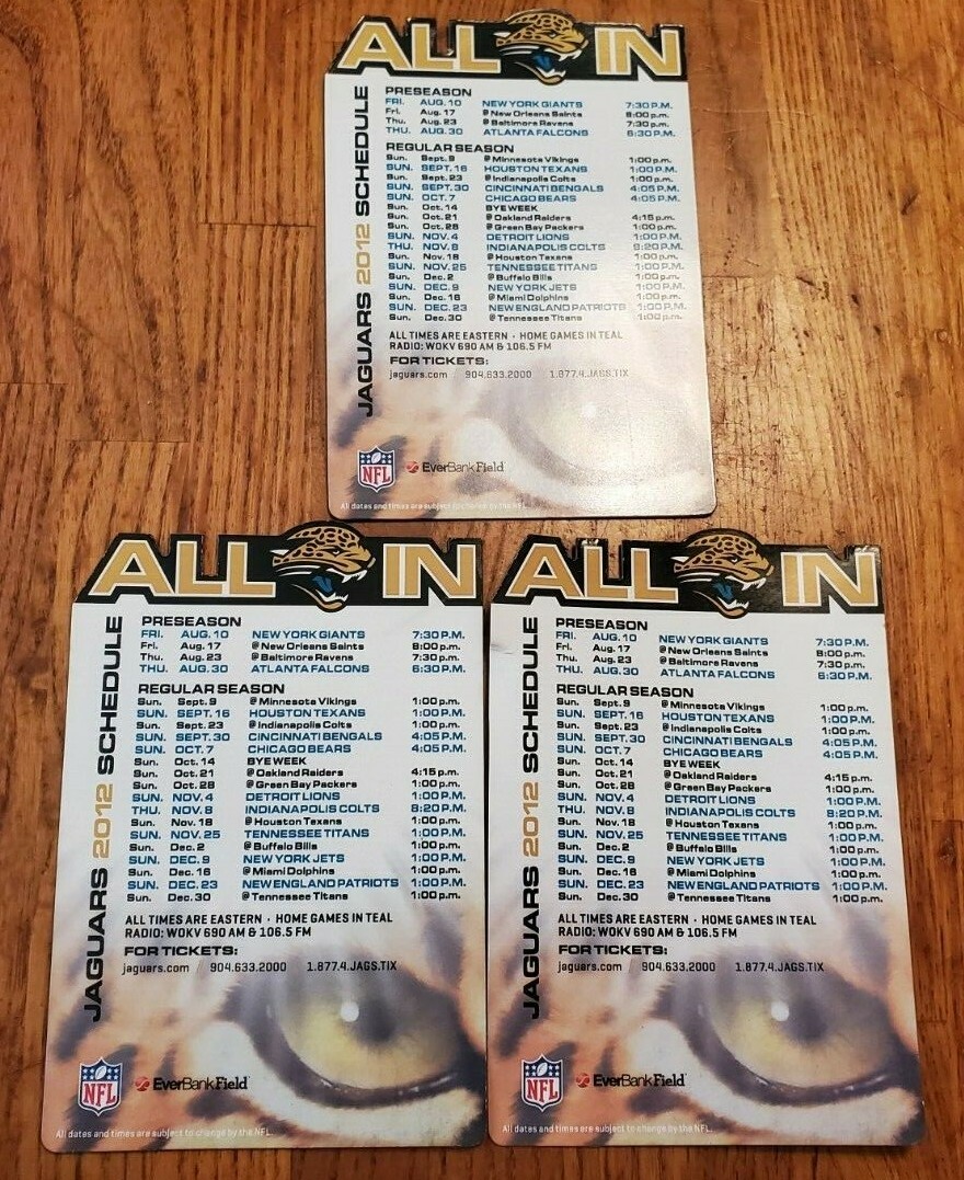 2012 Schedule Jacksonville Jaguars Fridge NFL Regular Season