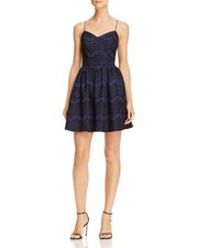 $460 Aqua Dresses Women'S Black Blue Sweetheart Lace Fit & Flare Dress Size L