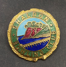 Bowling Badge Sheldon Bowling Club Vintage Metal Enamel Devon Bowls Club Pin