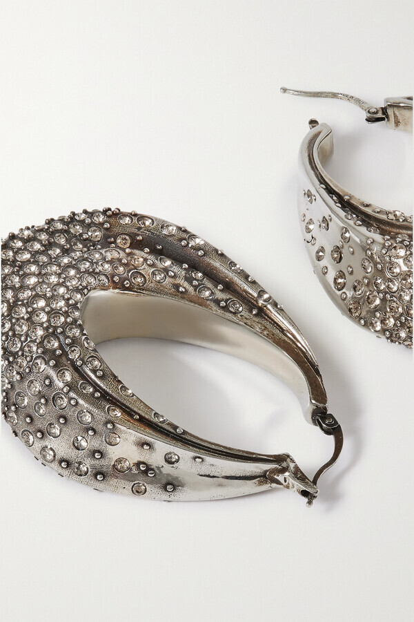 NIB $1200 ALEXANDER MCQUEEN SCULPTURAL PAVE CRYSTAL HOOP EARRINGS SOLD OUT!!! image 3