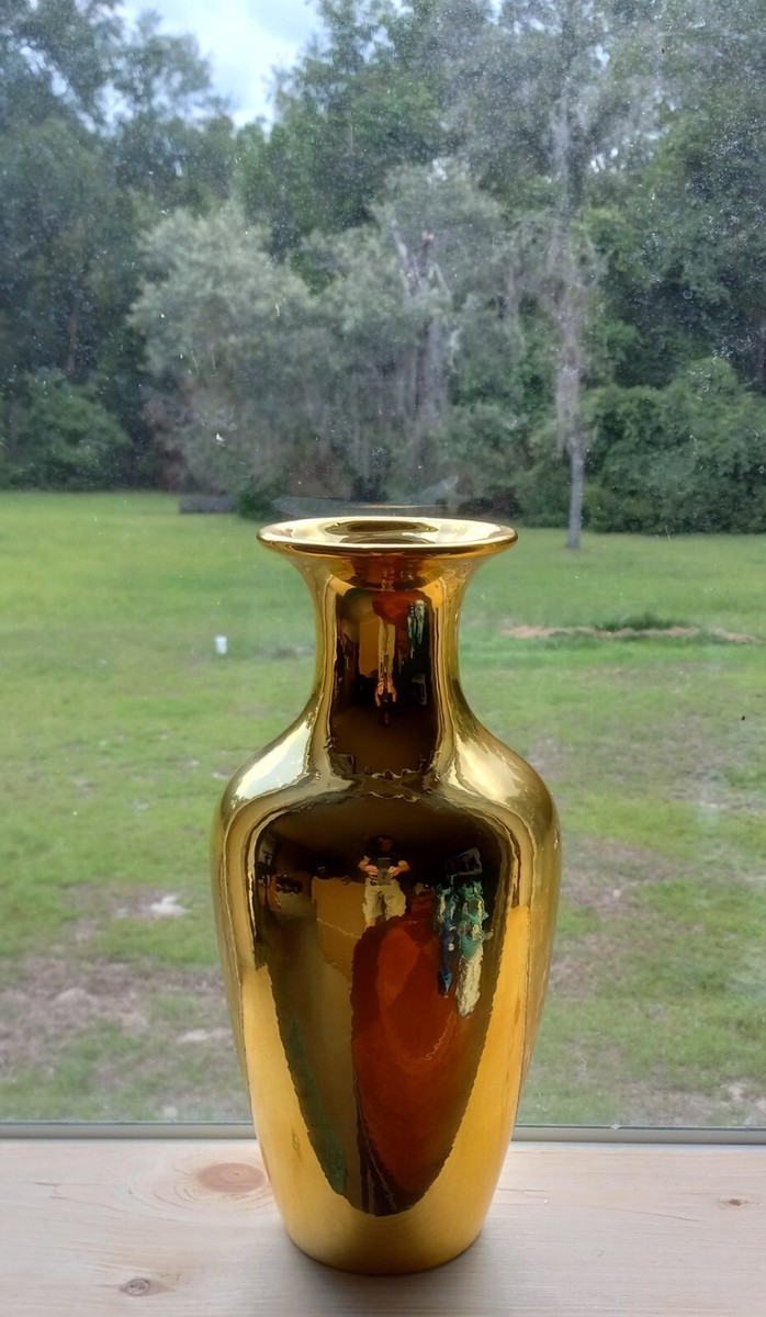 Gold Colored Ceramic Vase Decorative Flowers & Home Decor H-12