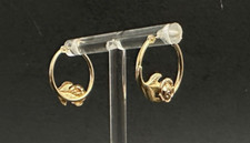 14k Pink  Yellow Gold Rose Flower Design, Classic Hoop Style Earrings