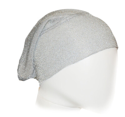 Bright Silver Sheer Metallic Medium Under Scarf Tube Cap (Hijab