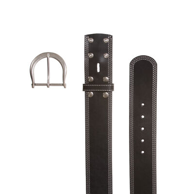 Womens Wide Fashion Leather Belt With Crescent Buckle And Triple Stitch, Black? Beltiscool Womens Wide Fashion Leather Belt with Crescent  main image 4