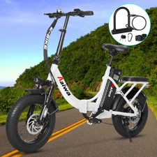 White 750W Folding Electric Bike for Adult 16" Fat Tire 36V Beach City Ebike