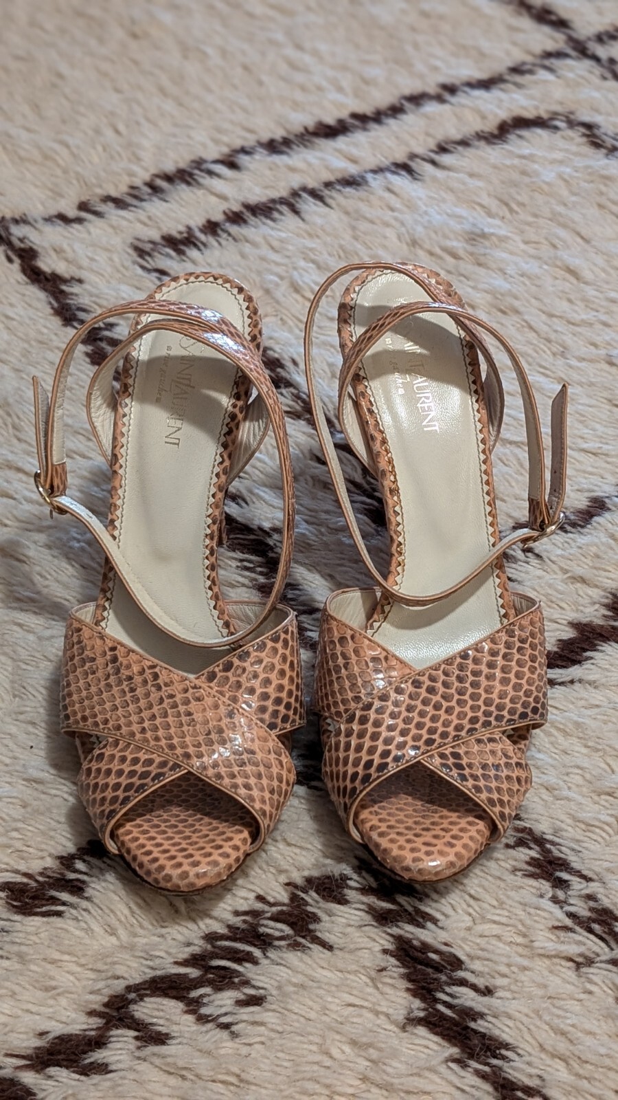 Autentici tacchi Slingback in pelle di serpente Yves Saint Laurent Rive Gauche Taglia 9 5