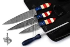 WP-Knives Custom Handmade Damascus Steel Splendid Kitchen Set Knives Lots of 4