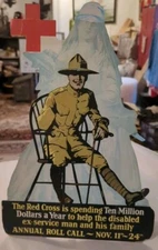 Antique 1921 Red Cross Drive - Help The Disabled -  World War I - Cardboard 