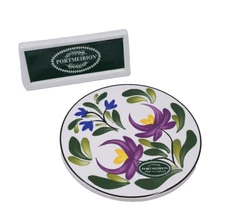 Portmeirion WELSH DRESSER Round Tea Tile/Trivet MINT TAG Purple Flower