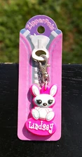 Lindsey Bunny Rabbit Rubber Zipper Pals Easy Zipper Pull Clip Charm Keychain