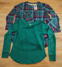 Honeydew Ladies 3-piece Lounge Super Soft Stretch Pajama Set Green Plaid Small