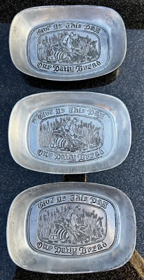 Wilton Armetal Pewter ''Give Us This Day'' Bread Plates Set Of 3