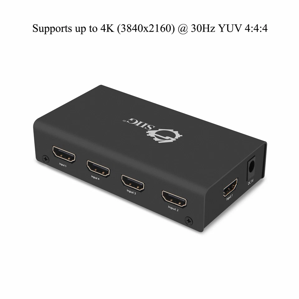 SIIG 5x1 HDMI 切换器 4K - 开关输入和源选择器 (CE-H23012-S1) — 第 3/4 张图片