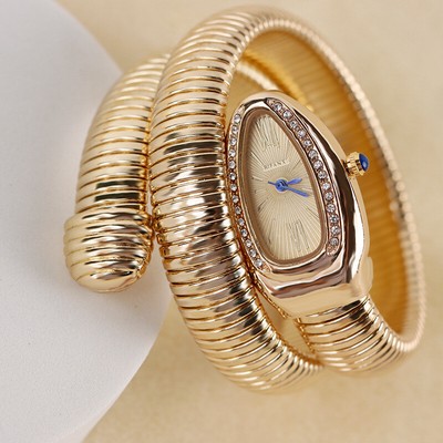 Women Men Fashion Creative Watches Snake Bracelet Watch Bling Diamond Quartz
