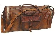 30" Bag Leather Duffle Men Travel Luggage Gym Shoulder Handbag Overnight Vintage