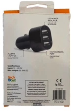 NEW Tech and Go 4.4 Amp 3-Port Car Charger